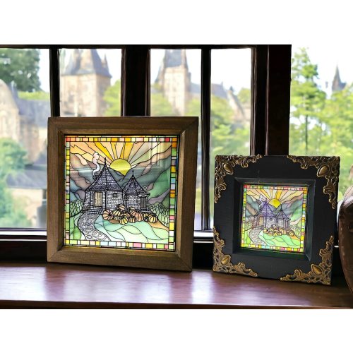 Stained glass style wooden framed groundskeeper hut