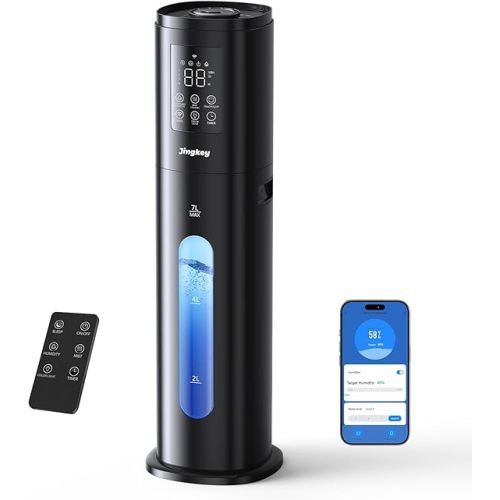 Humidifiers for Bedroom Large Room with Smart App & Remote Control, 7L/1.85Gal Room Humidifier, 4 Mist Levels Large Humidifier for Home Charcoal