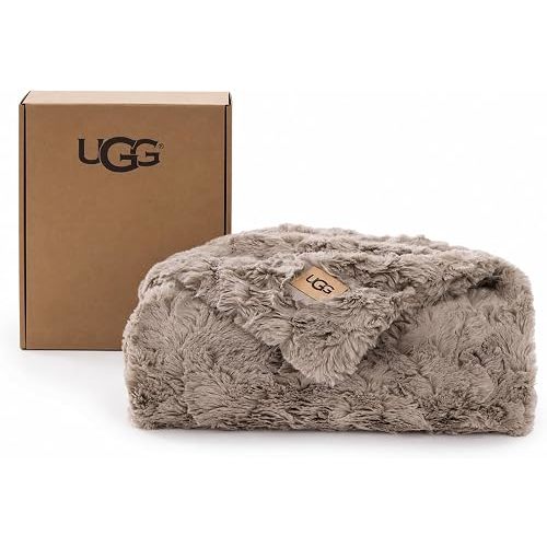 UGG Adalee Throw Blanket for Bed, Faux Fur Blanket, 50" x 70", Brown