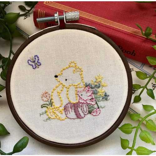 Handmade Embroidered Decorative Hoop | Winnie the Pooh & Piglet