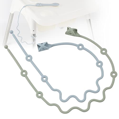 SMAutoLife Toddler Utensils，Silicone Stretch Lids for Fork and Spoon,Holder Strap Food Grade Silicone Keep Fork and Spoon Off The Floor Great for Baby and Kids Dishwasher Safe(Green and Blue)