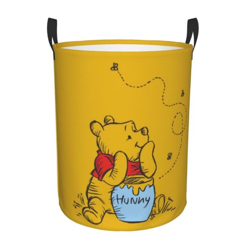 Large Laundry Hamper, Winnie The Pooh Collapsible Laundry Basket with Handles, Tall Storage Basket for Blanket, Toys, Dirty Clothes in Living Room, Bedroom, Bathroom, Nursery