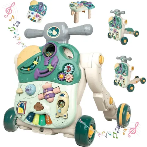 5 in 1 Push Walkers for Babies, Baby Walker with Wheels & Activity Center, Sit to Stand Learning, Early Learning Education Toys, Baby Push Toys, Musical & Light Gift for Infant Boys and Girls
