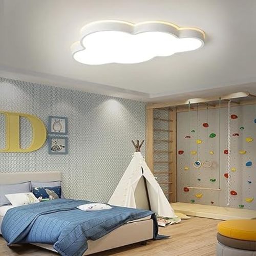 Dimmable LED Flush Mount Ceiling Light Fixture with Cloud Shape,42W 27Inch Close to Ceiling Lamp Modern Lights for Bedroom Kitchen, White Recessed Indoor Lighting 3000K-6000K Light Color Adjustable