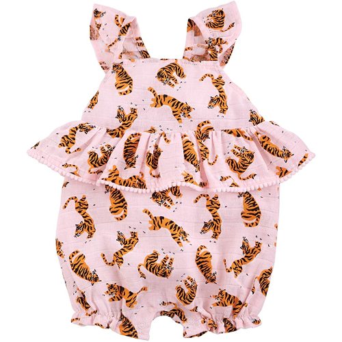 Mud Pie Baby Girls' Tiger Muslin Bubble