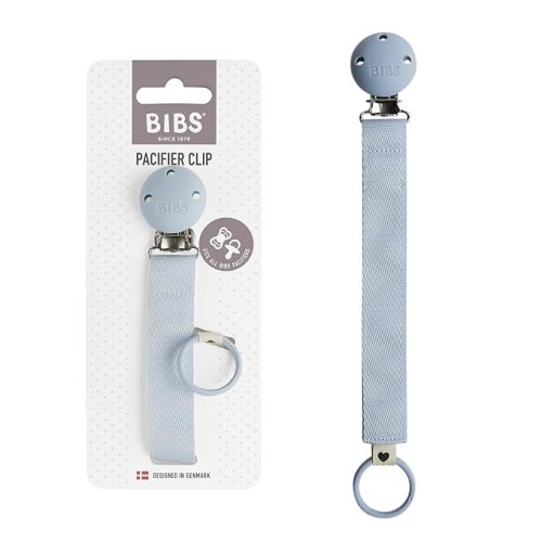 BIBS Ribbon Pacifier Clip, Fits All BIBS Pacifiers, Dusty Blue