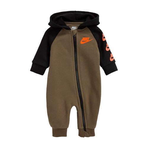 Nike Baby`s Futura Long Sleeve Full Zip Hooded Coverall (Medium Olive(56F869-E6F)/Black, 6 Months)