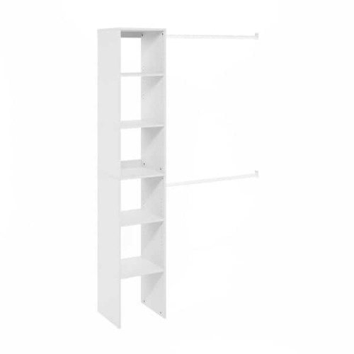 Fano 42 in. - 63 in. W White 2 Hanging Bars 5-Shelf Wood Closet System
