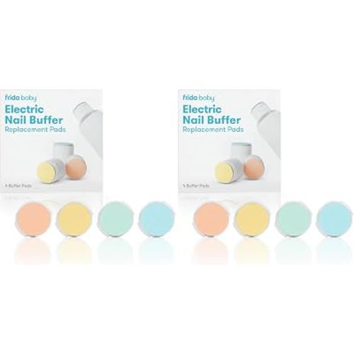 Frida Baby Electric Nail Buffer Replacement Pads | Safe + Easy Grooming, Trimming, and Nail Filing for Newborn, Toddler, or Children's Fingernails and toenails, 4 Buffer Pads (Pack of 2)