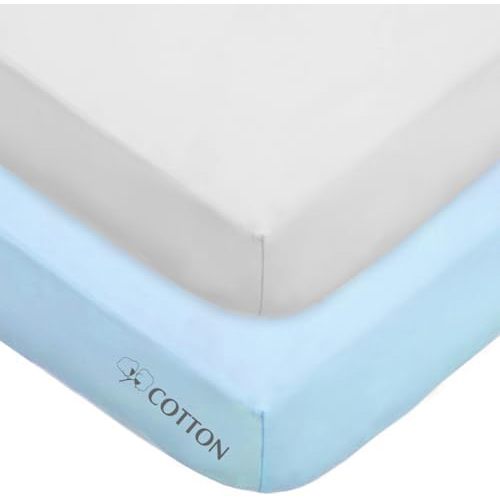 American Baby Company 2 Pack 100% Natural Cotton Fitted Crib Sheets 52"x28"