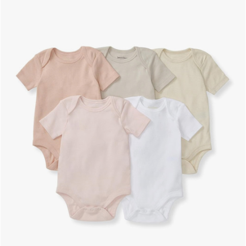 Burt's Bees Baby Unisex Organic Cotton Short and Long Sleeve Bodysuits, 5-Pack