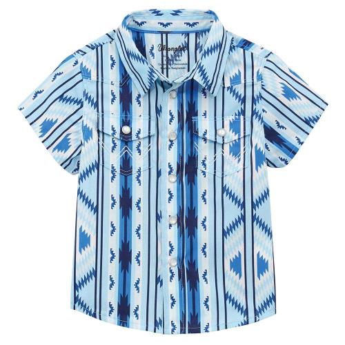 Wrangler Infant Boy's Blue Aztec Snap Shirt