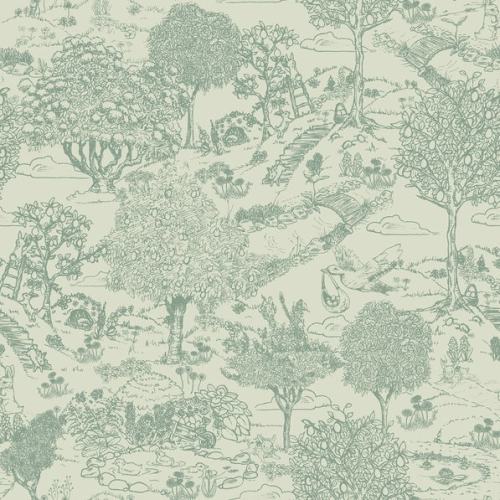 Bunny Toile Crib Sheet: Soft Sage Green Nursery Bedding