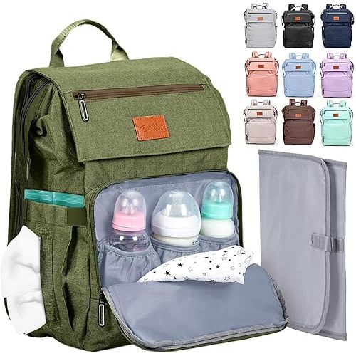 PILLANI Baby Diaper Bag Backpack - Large Bag for Boys & Girls, Waterproof Diaper Backpack - Travel Diaper Bags w/Changing Pad, Baby Registry Search & Shower Gifts - Essentials Must Haves Newborn Stuff