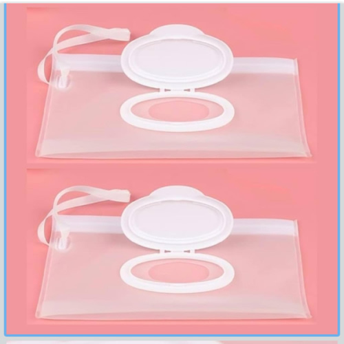 2Pcs White Baby Wipe Case Travel Holder Keeps Wipes Moist Set of Wet Diaper Wipes Holders Cases Portable Travel On The Go Refillable Dispenser Container Waterproof Wipe Container with Sealed Diapering