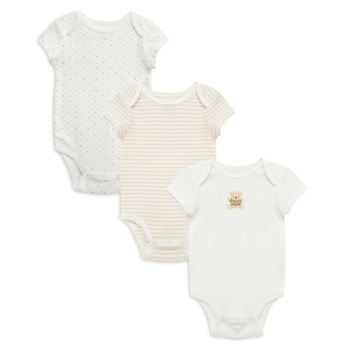 Unisex Gentle Bear Bodysuit, Pack of 3 (Size 0-3M)