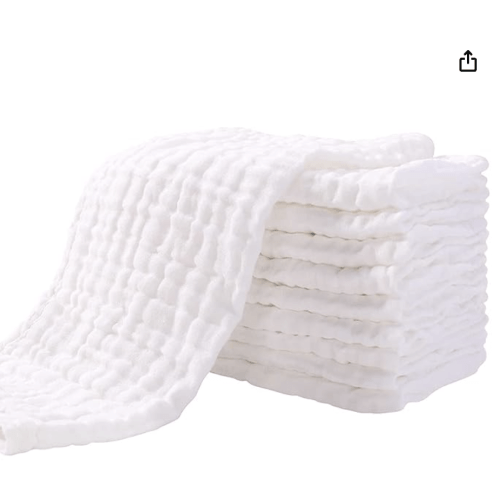 Yoofoss Muslin Burp Cloths for Baby 10 Pack 100% Organic Cotton Baby Washcloths for Boys Girls Large 20''X10'' Super Soft and Absorbent White