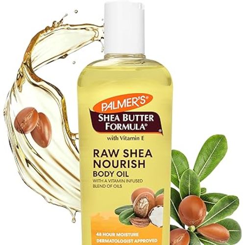 Palmer's Shea Formula Raw Shea Body Oil with Vitamin E, Deep Body Moisturizer to Soothe & Nourish Dry, Sensitive & Eczema-Prone Skin, 8.5 oz