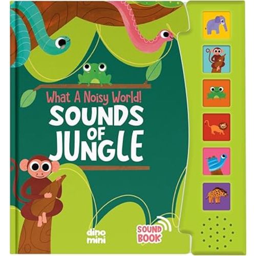 What A Noisy World - Sounds of Jungle - Auditory Interactive Books - Musical Toys for Toddlers 3-5 - Musical Book for Toddlers with 6 Different Sounds - Screen-Free Birthday Gifts