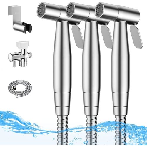 Arofa Handheld Toilet Bidet Sprayer for Toilet-Adjustable Water Pressure Control with Bidet Hose for Feminine Wash, Stainless Steel Brushed Nickel Bidet Faucet Cloth Diaper for Baby Wash