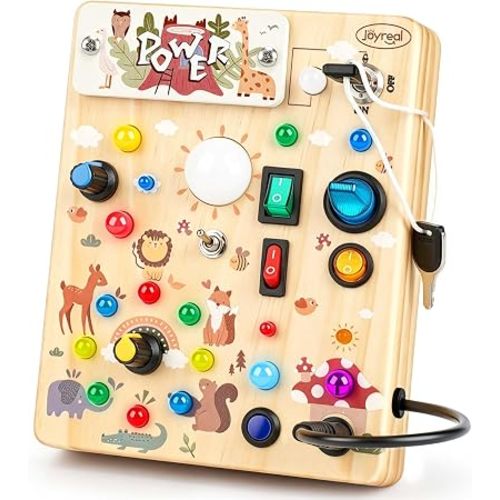 Joyreal Wooden Busy Board for Toddlers - Montessori Toys for 1 2 3 Year Old