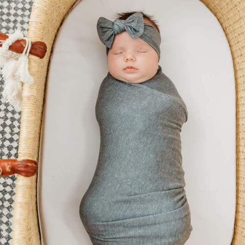 Knit Swaddle Blanket - Slate
