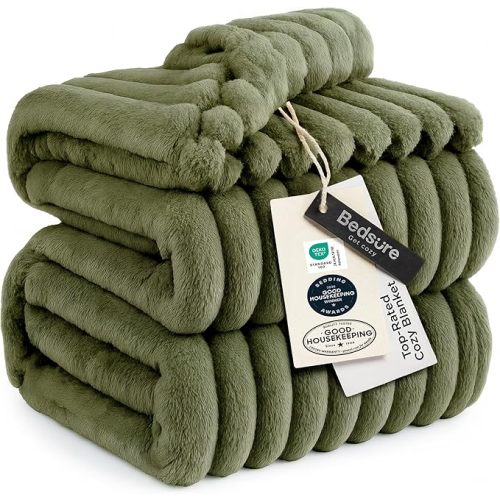 Bedsure GentleSoft Fleece King Blanket for Couch - Cozy Soft Blankets for Women, Cute Small Throws for Girls, Moss, 108x90 Inches