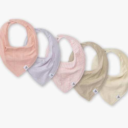 Burt's Bees Baby 5-Pack Bandana Bib Set with Snap Closure