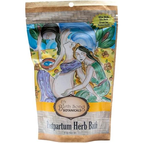 Birth Song Botanicals Organic Postpartum Herbal Bath Soak – 8oz/ea. Herbal Sitz Bath Blend with Sea Salt, Organic Plantain, Yarrow, Shepherd’s Purse, Uva Ursi & Calendula – 3 Pack (8oz)