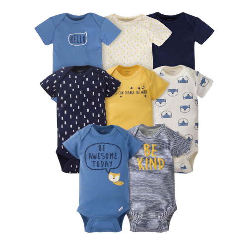 Infant Onesies Bodysuits 8pk, Newborn Clothes, Short Sleeve, 100% Cotton (Baby Boys)