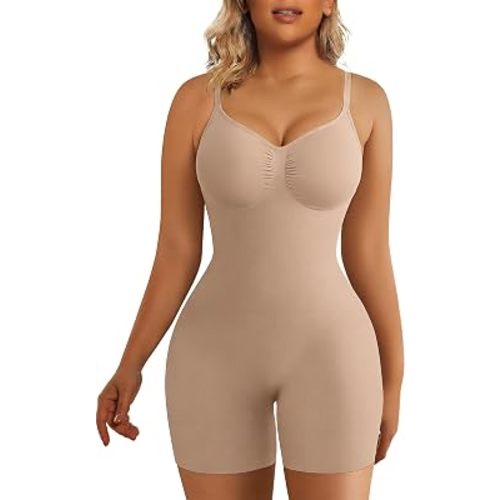 SHAPERX Shapewear for Women Tummy Control Bodysuit Mid Thigh Body Shaper Shorts for a Lifted Look