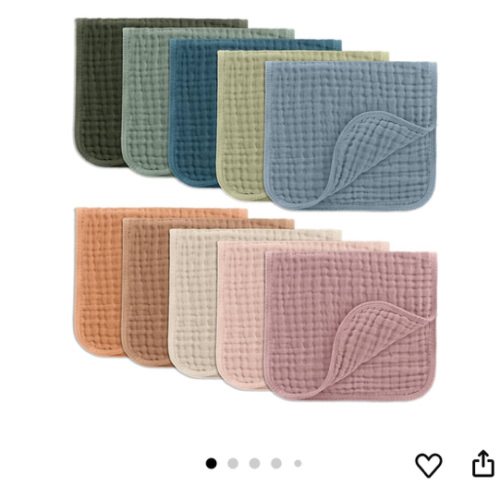 Comfy Cubs Muslin Burp Cloths 20" x 10", Pack of 10 - Large, 6-Layer, Ultra Absorbent 100% Cotton for Baby Drool and Messes - Soft, Safe & Gentle Baby Burp Cloths for Boys & Girls - Multi