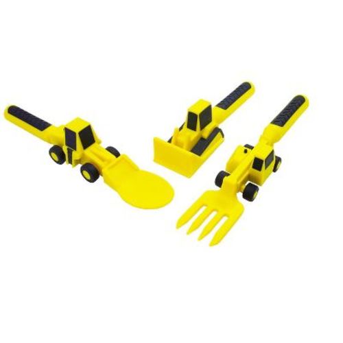Constructive Eating Set of 3 Construction Eating Utensils for Kids and Toddlers