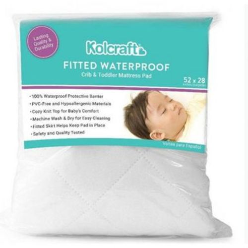 Kolcraft Waterproof Crib and Toddler Mattress Pad: Standard Size, 8" Depth, 100% Polyester, Interlock Textile