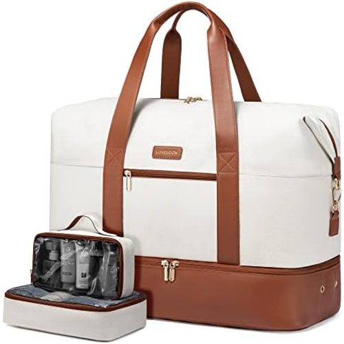 LOVEVOOK Weekender Bag, 3Pcs Large Travel Duffel Bag for Women with Shoe Compartment, Carry on Overnight Bag with 2 Packing Cubes, Mom Hospital Bags for Labor and Delivery