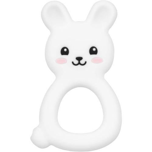 Baby Bunny Teether, Food-Grade Silicone Toy for Infants 3–12 Months, Easy-Grip Chew Toy with Textured Ears for Sensory Exploration, Freezable & Dishwasher Safe (White)