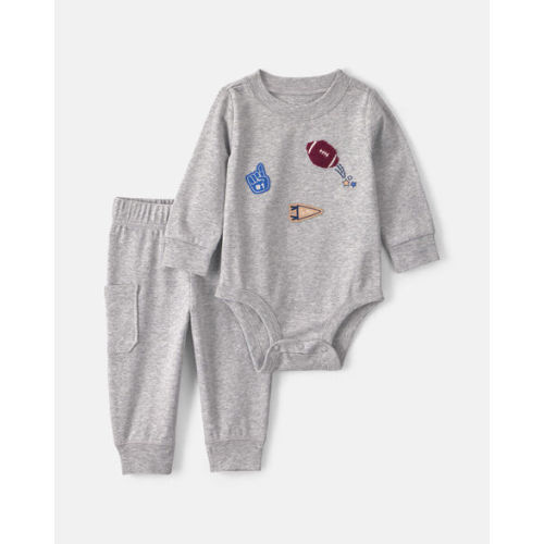 Baby Boy 2-Piece Varsity Long-Sleeve Bodysuit & Pant Set - Grey | Carter's