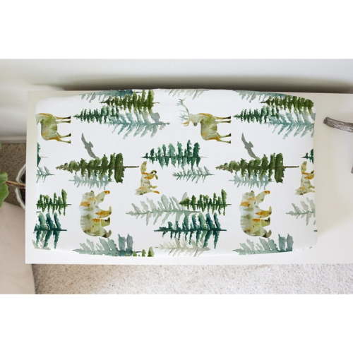 Honey Lemonade Baby Diaper Changing Pad Cover In The Woods Design - Woodland Changing Pad Cover 95% Rayon 5% Spandex, Multicolor Pad Cover for Toddler & Kids - 32"x 16"