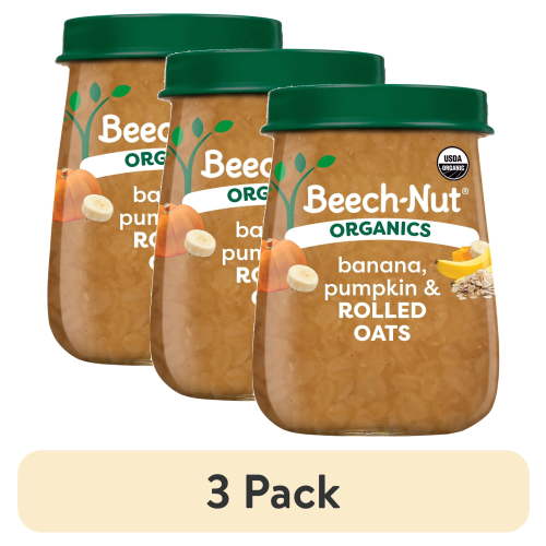 (3 pack) Beech-Nut Organics Stage 3 Organic Baby Food, Banana Pumpkin & Oats, 4 oz Jar