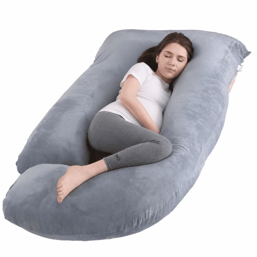 COOKEY Pregnancy Pillow with Removable Velvet Cover,U Shaped Full Body Maternity Pillows for Sleeping,72inch,Dark Gray