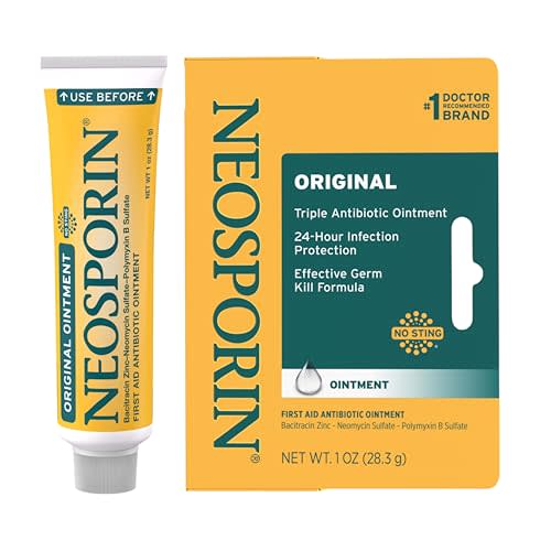 Neosporin Original Triple Antibiotic Ointment, 1 oz | 24-Hour Infection Protection with Bacitracin Zinc, First Aid Wound Care Treatment, Helps Minimize Appearance of Scars