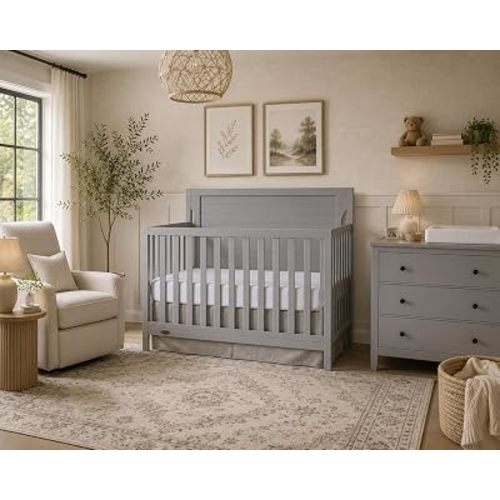 Dream On Me Cape Cod 5-in-1 Convertible Crib in Storm Grey, Greenguard Gold Certified, 55x30x44.5 Inch (Pack of 1)