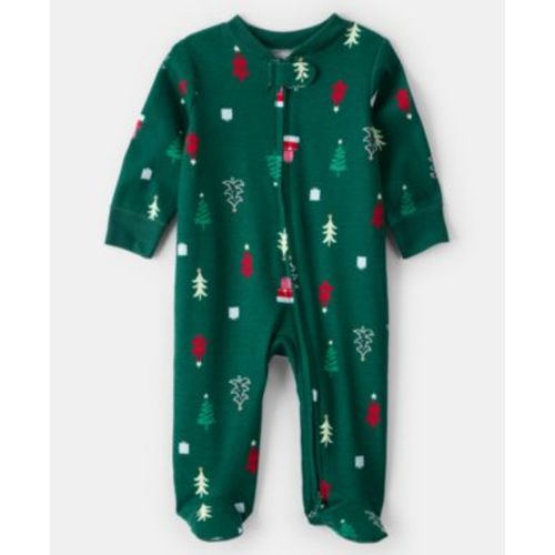 Baby Boys or Baby Girls Christmas Tree Print Zip-Up Sleep and Play Coverall
