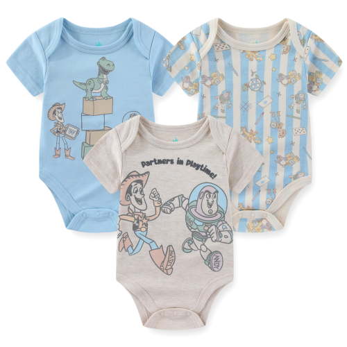 Disney Toy Story Woody Buzz Lightyear Bodysuit Creeper (Baby Boys), 3 Pack, Sizes 3M-12M