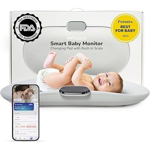 Multifunctional Smart Baby Changing Pad with Medical Grade Scale for Critical Weight Monitoring + AI App, Noise Machine, Warmer, Night Light, Touchscreen Tracker, All-in-One