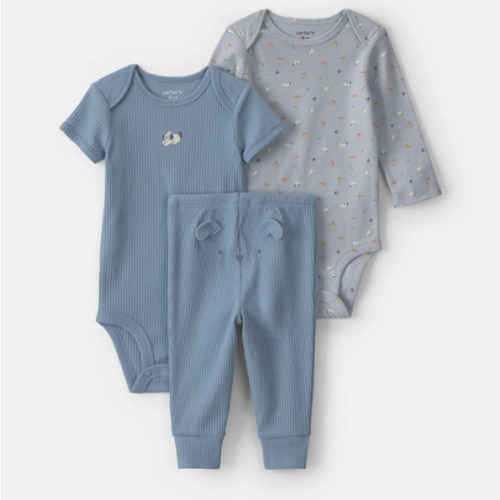 Baby Boy 3-Piece Dog Bodysuit & Pant Set - Blue/Grey | Carter's