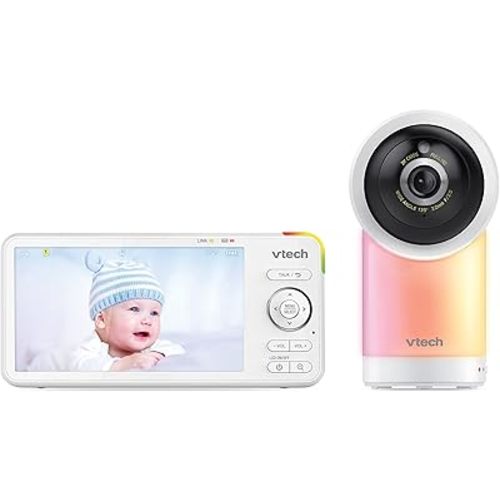 VTech 1080p Smart WiFi Remote Access 360 Degree Pan & Tilt Video Baby Monitor with 5” HighDefinition 720p Display, Night Light, RM5766HD