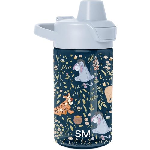 Simple Modern Disney Kids Tritan Plastic Summit Water Bottle | 12 oz BPA-Free Cup with Covered Leak Proof Straw Lid for Girls, Toddlers | Winnie the Pooh Floral