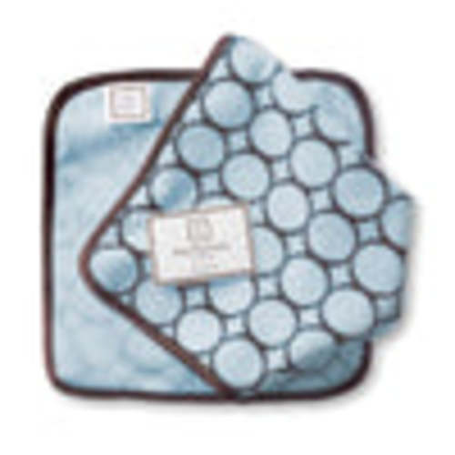 Terry Velour Baby Washcloths - Brown Mod Circles on Pastel Blue – SwaddleDesigns