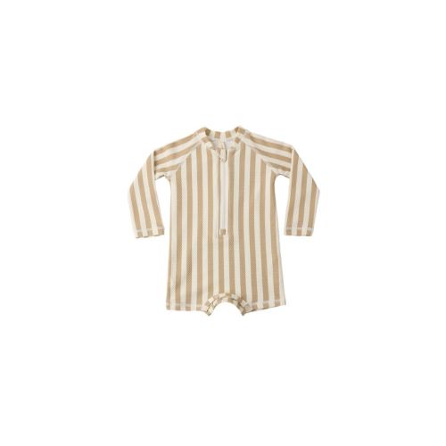 Long Sleeve One-Piece Rashguard | Latte Stripe